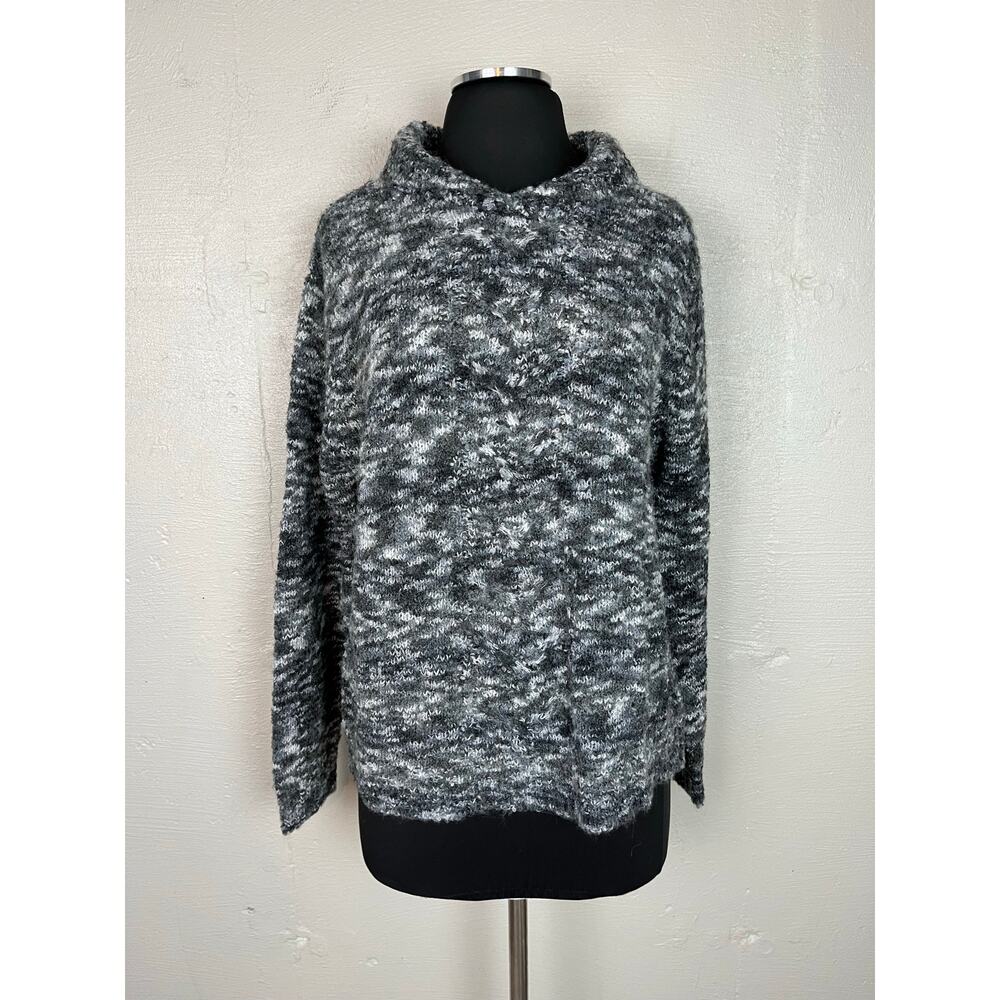 Studio Works Women’s Medium Wool Blend Gray & White Splotch Knit Sweater